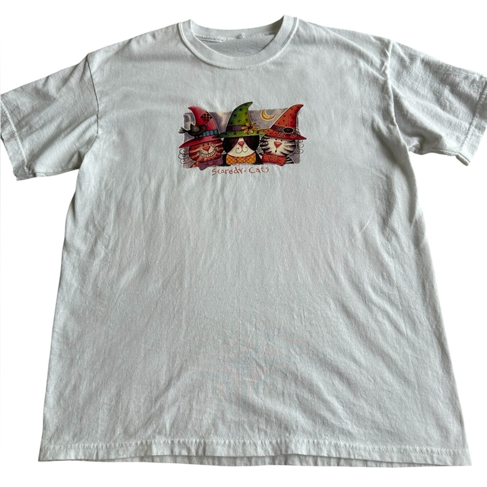 Vintage Halloween “Scaredy Cats‎ “ cotton short sleeve shirt small